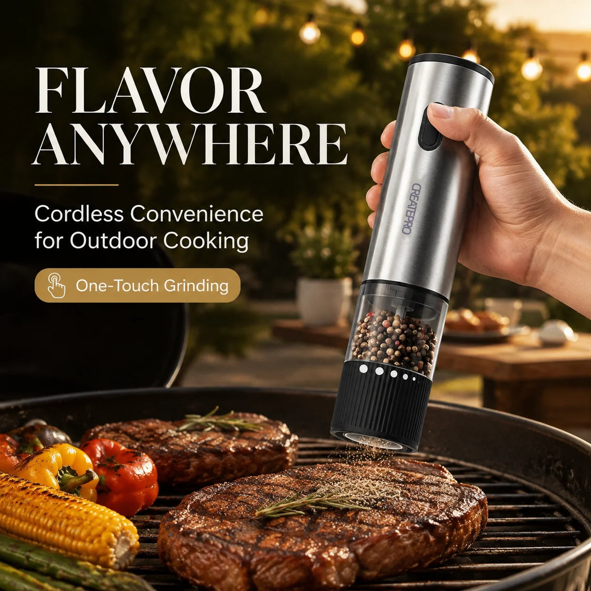 Rechargeable Automatic Salt And Pepper Grinder With Adjustable Coarseness