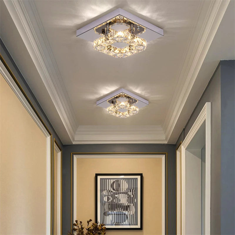 GreeLustr Modern LED Crystal Ring Chandelier Ceiling Light Fixture