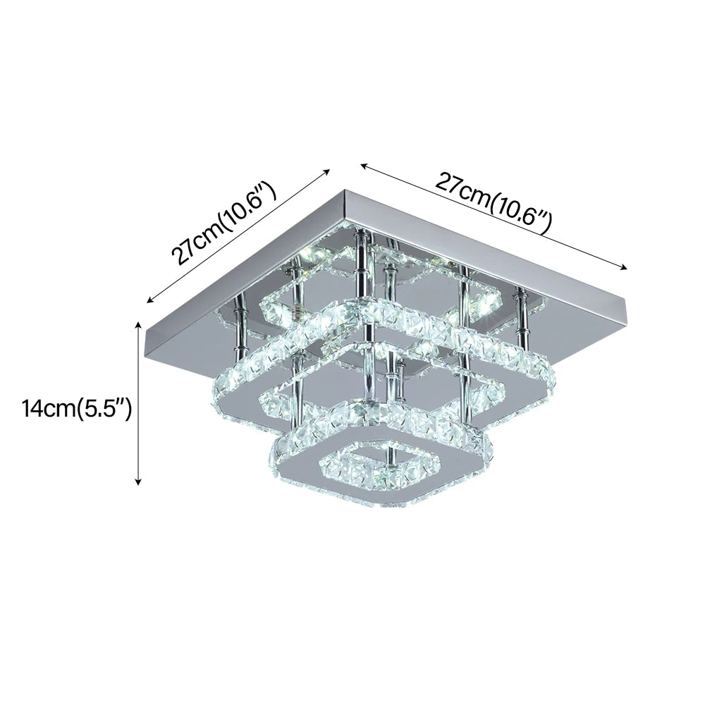GreeLustr Modern LED Crystal Ring Chandelier Ceiling Light Fixture