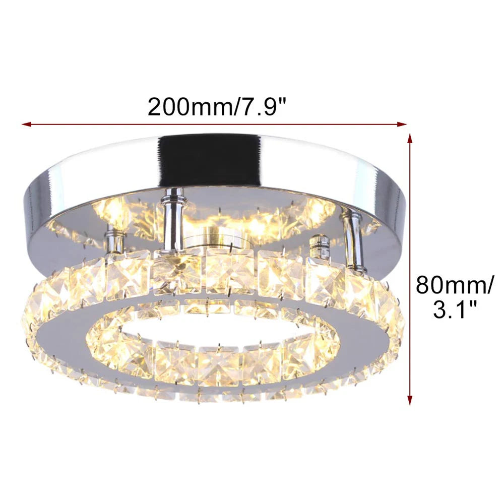 GreeLustr Modern LED Crystal Ring Chandelier Ceiling Light Fixture