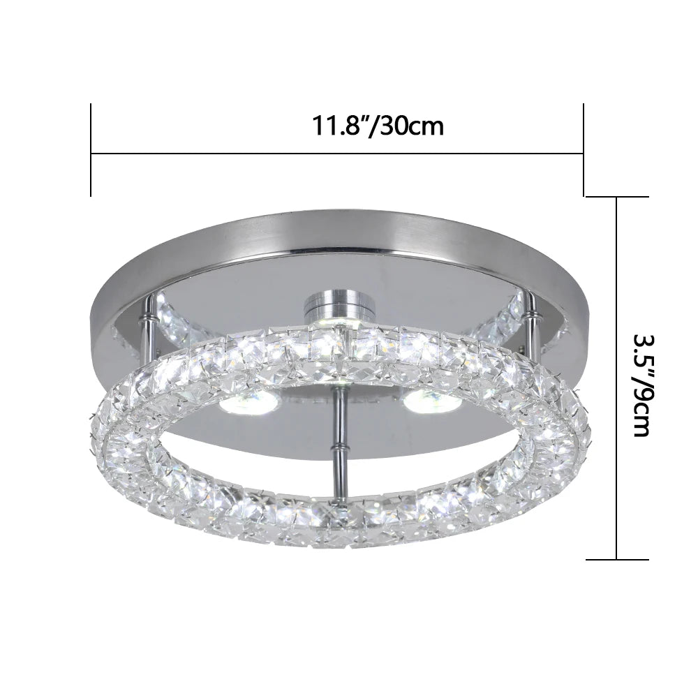 GreeLustr Modern LED Crystal Ring Chandelier Ceiling Light Fixture