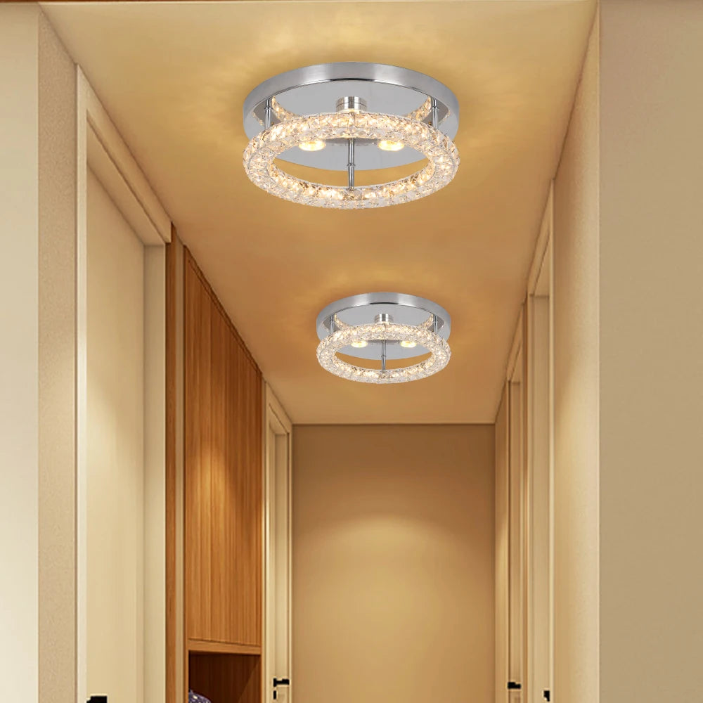 GreeLustr Modern LED Crystal Ring Chandelier Ceiling Light Fixture