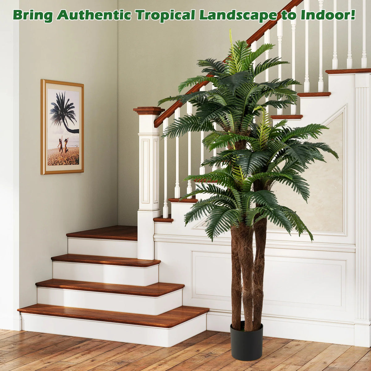 Lifezeal Artificial Palm Tree With Real Bark Texture