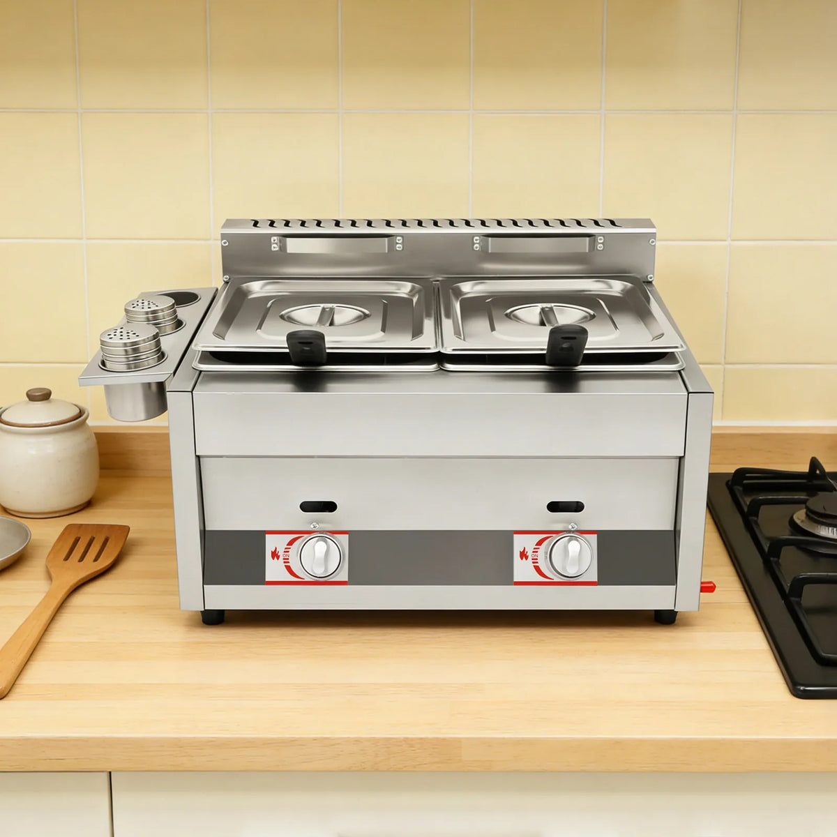 Bymaocar Stainless Steel Commercial Deep Fryer With Dual Tanks