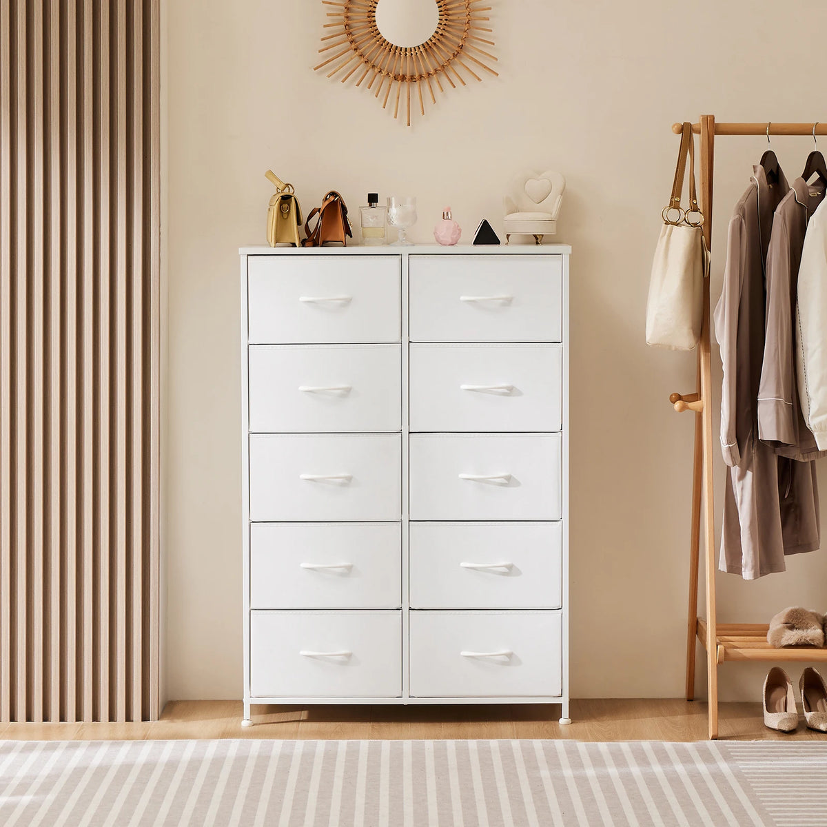 JHK Bedroom Steel Frame Wardrobe Storage Cabinet Fabric Drawers Organizer