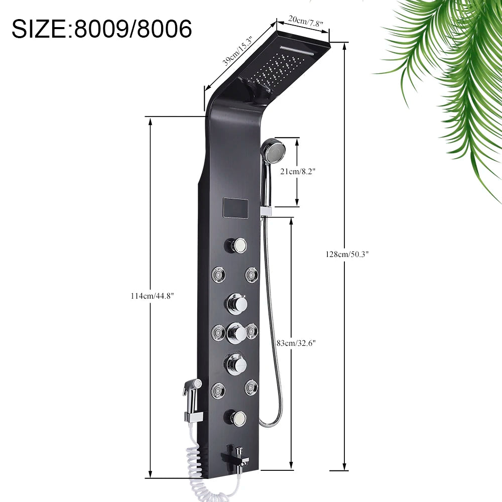 MYQualife LED Shower Panel System With Waterfall Rainfall Massage Jets