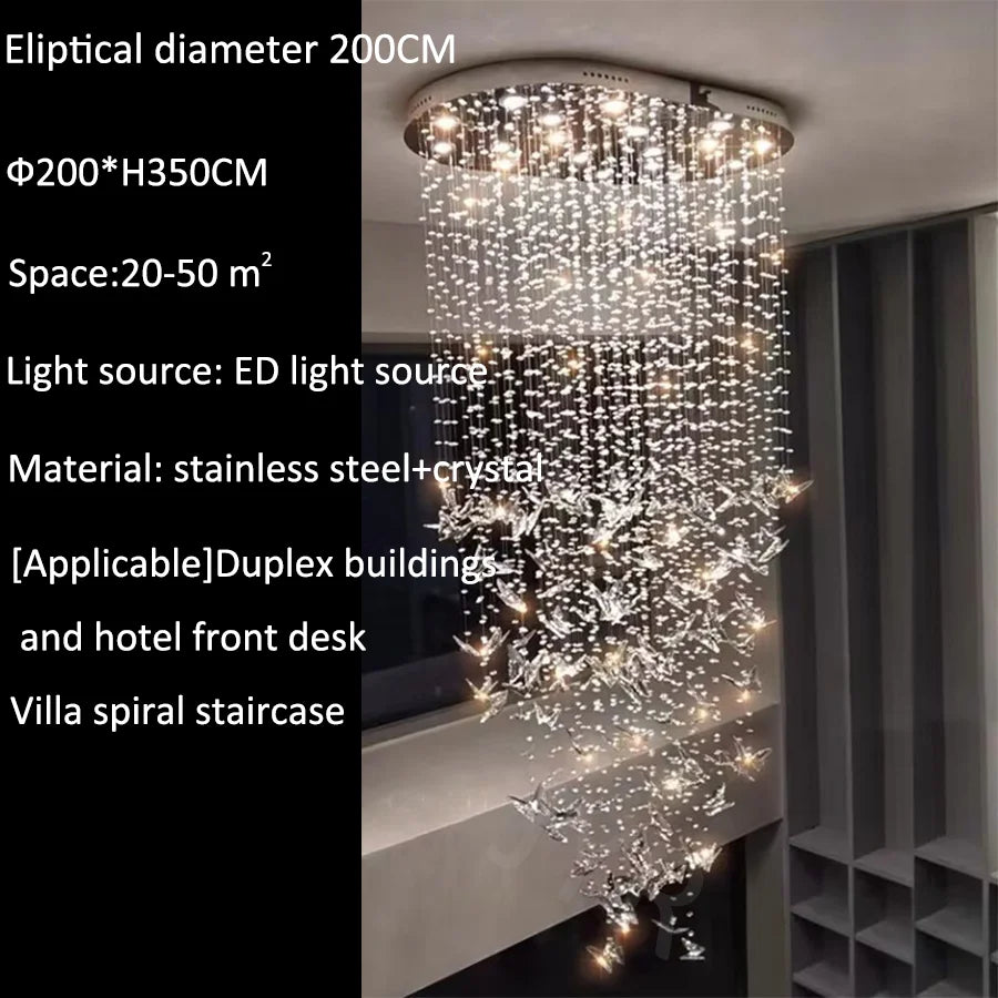 JIAYOOR Butterfly Crystal Chandelier Luxury Pendant Light for Living Room