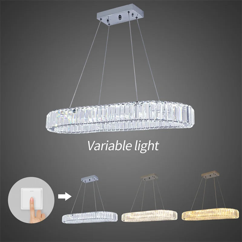 GreeLustr Crystal Oval Ring LED Pendant Chandelier for Modern Interiors