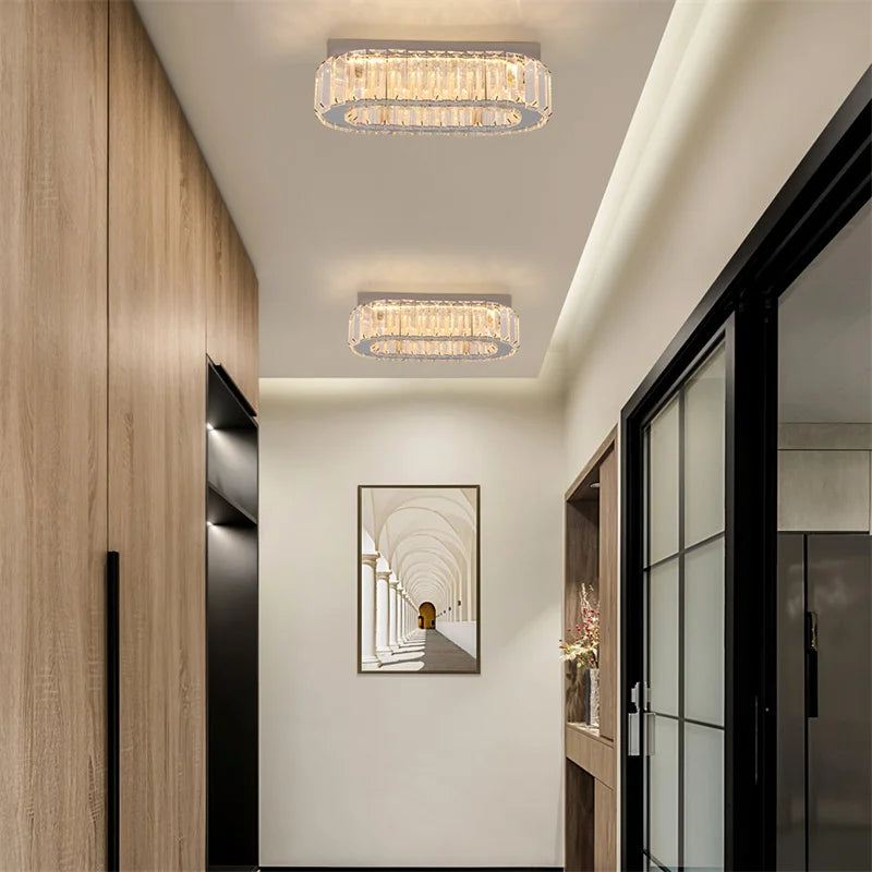 GreeLustr Crystal Oval Ring LED Pendant Chandelier for Modern Interiors
