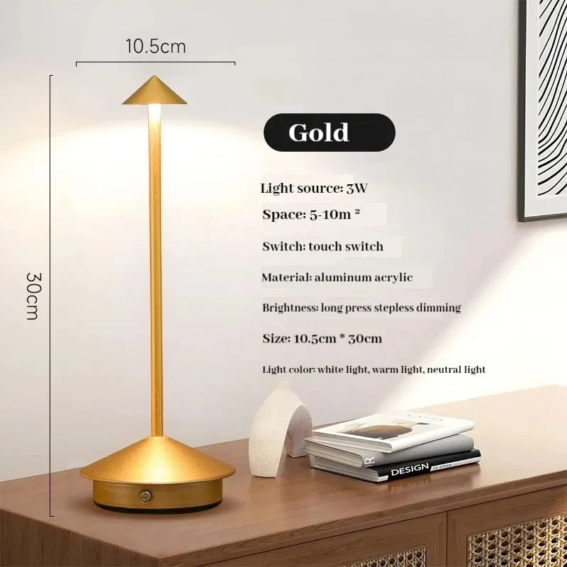 GGbingo Wireless Rechargeable LED Bedside Lamp Touch Control Desk Light