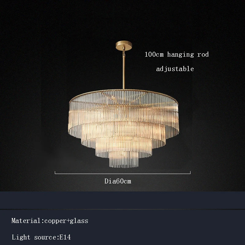 Nordic Luxury Glass Chandelier Pendant Light for Living Room Hotel