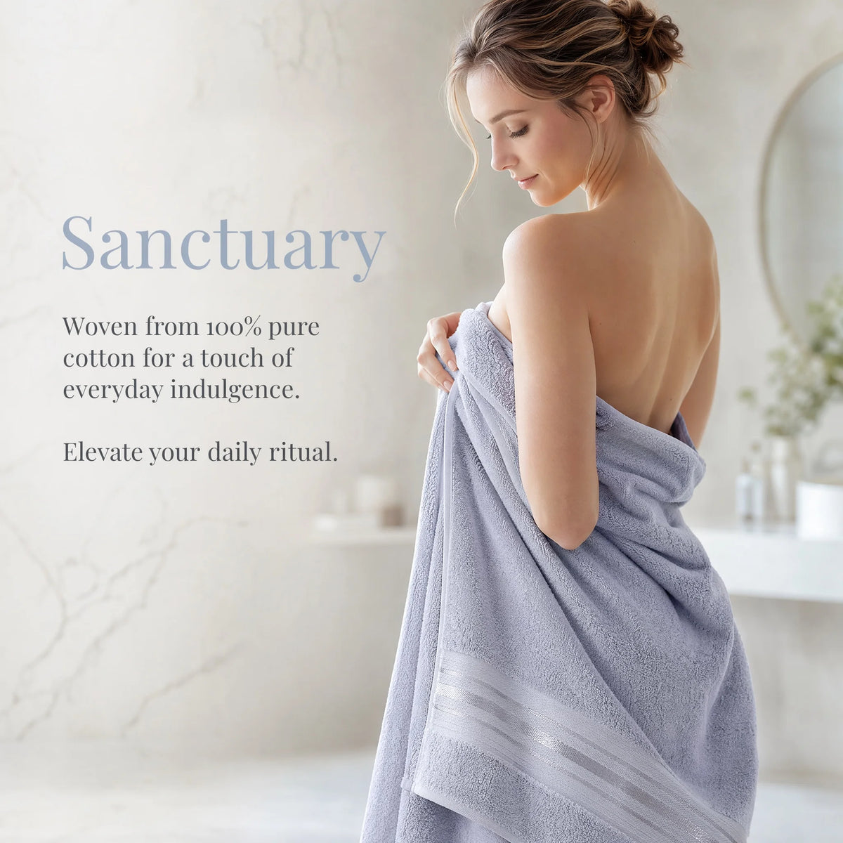 Luxury 6 Piece Cotton Turkish Towel Set For Bathroom