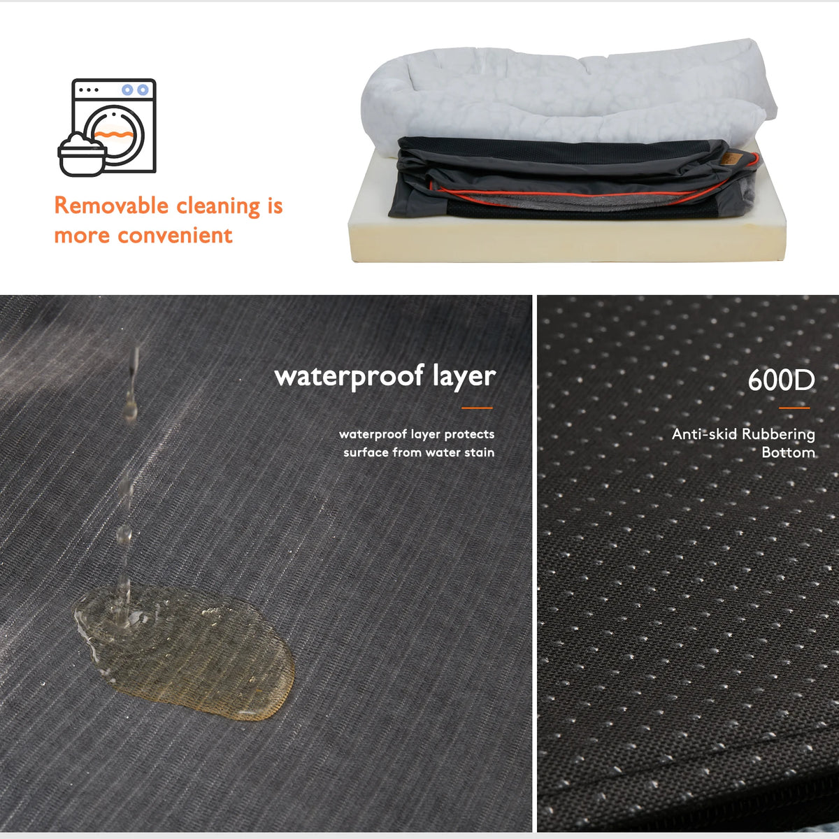 BINGOPAW Orthopedic Dog Bed with Foam Bolster and Removable Cover