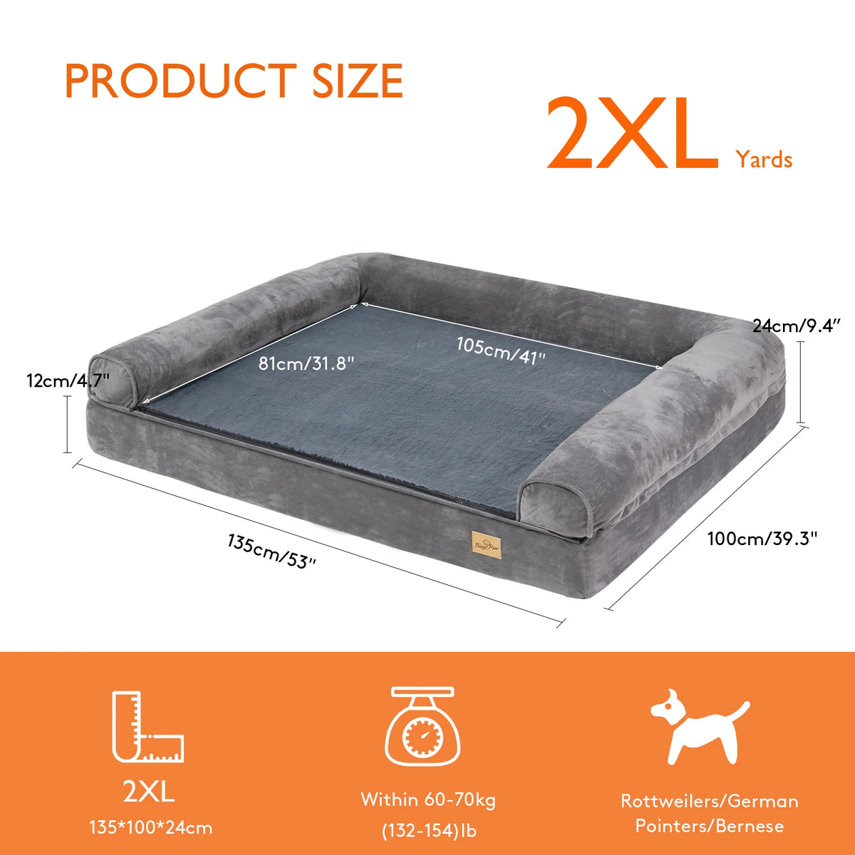 Waterproof Bolster Dog Sofa Bed With Removable Washable Cover
