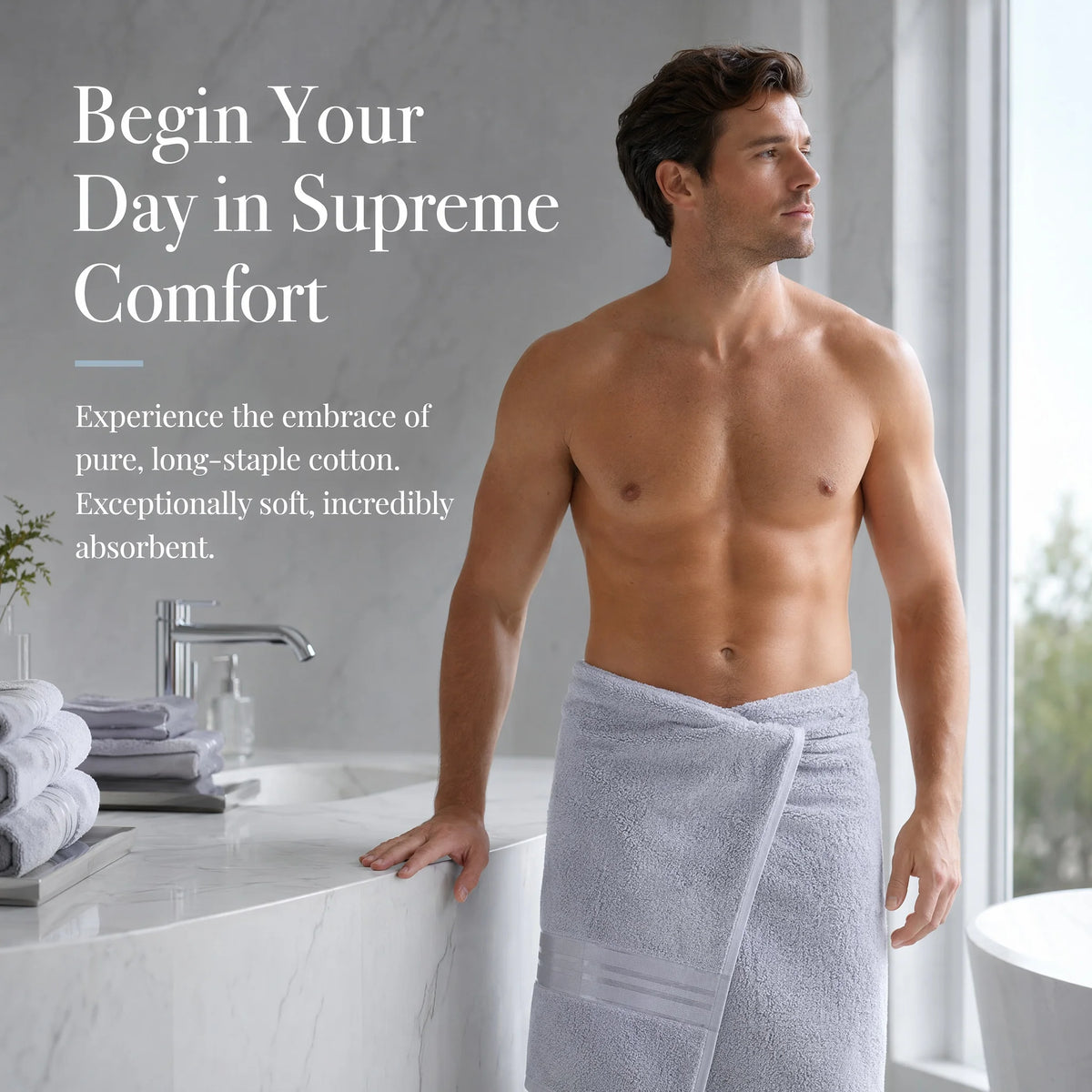 Luxury 6 Piece Cotton Turkish Towel Set For Bathroom