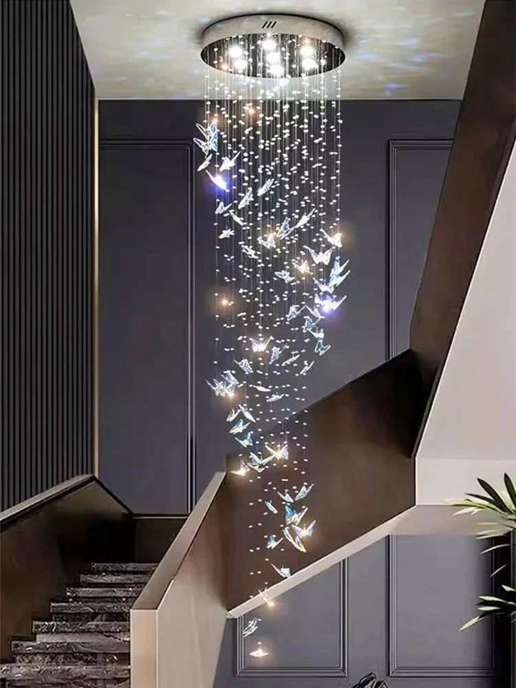 JIAYOOR Butterfly Crystal Chandelier Luxury Pendant Light for Living Room