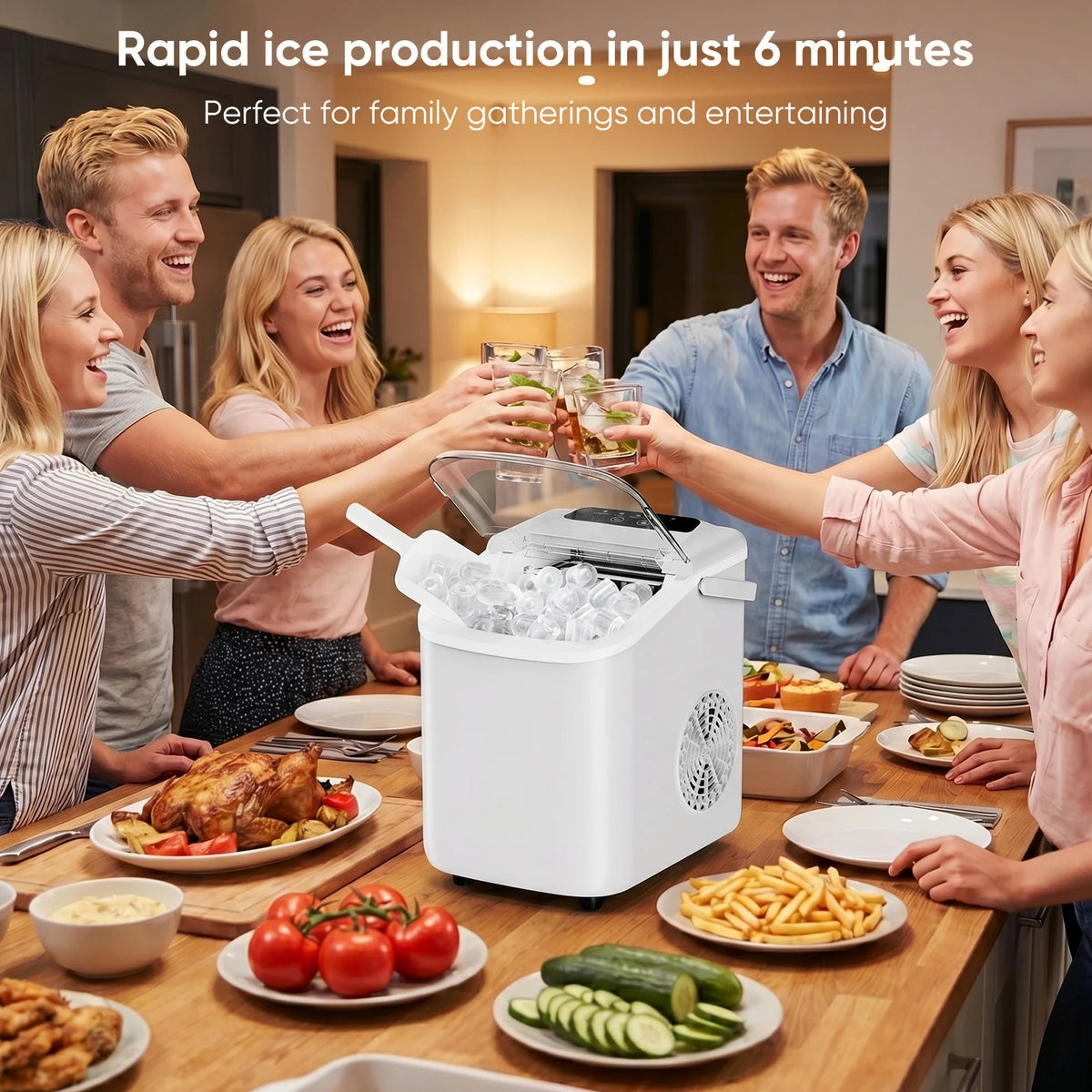 Portable Countertop Ice Maker Machine With Scoop Basket And Handle