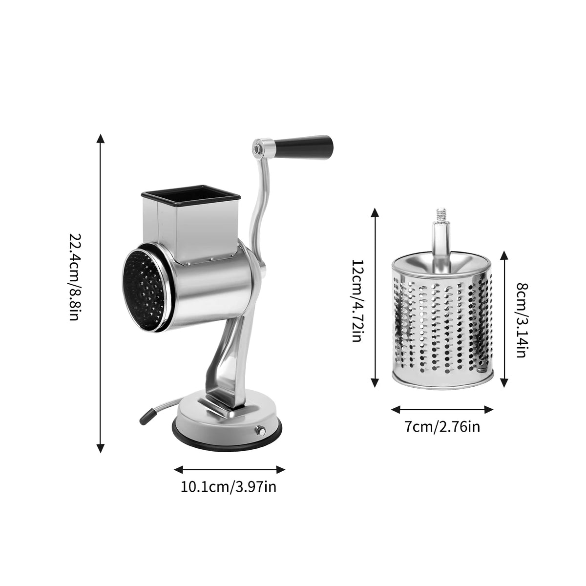 Stainless Steel Rotary Grater With Five Blades Vegetable Shredder