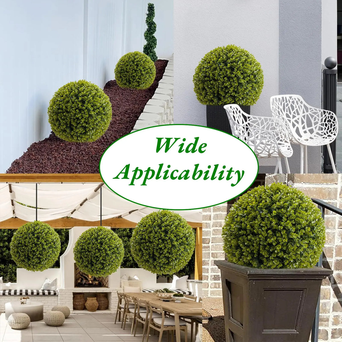 Studyset Artificial Cedar Topiary Balls Set for Outdoor Home Decor