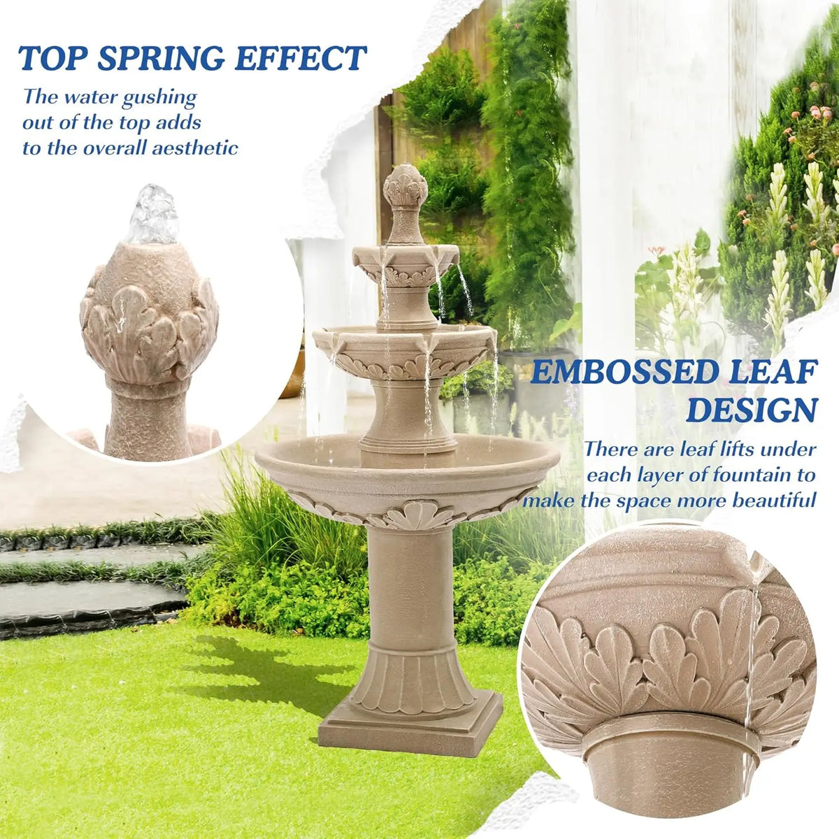 Cascading Resin Water Fountain For Indoor And Outdoor Garden Decor