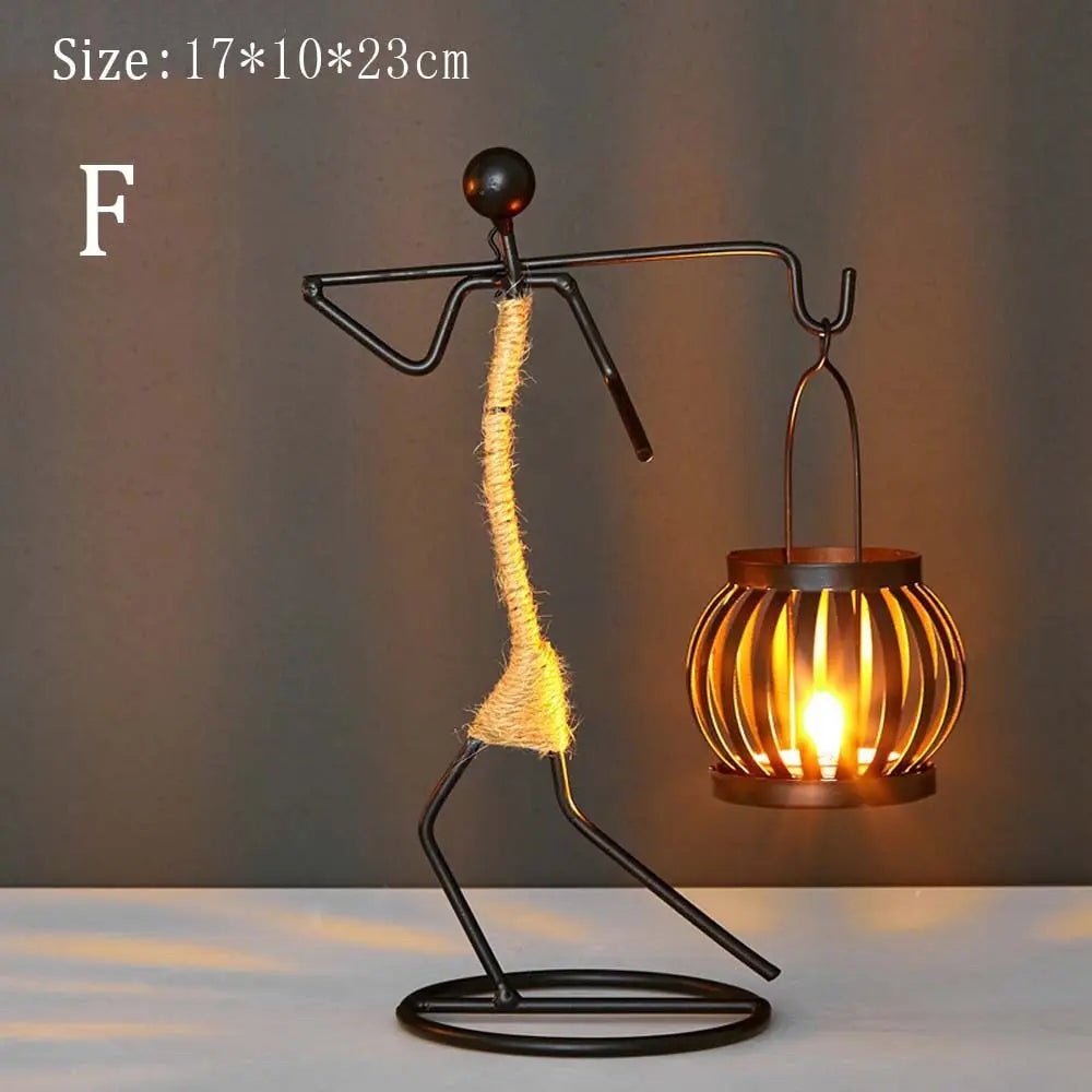 Foundtwo Nordic Metal Abstract Character Candle Holder Home Decor