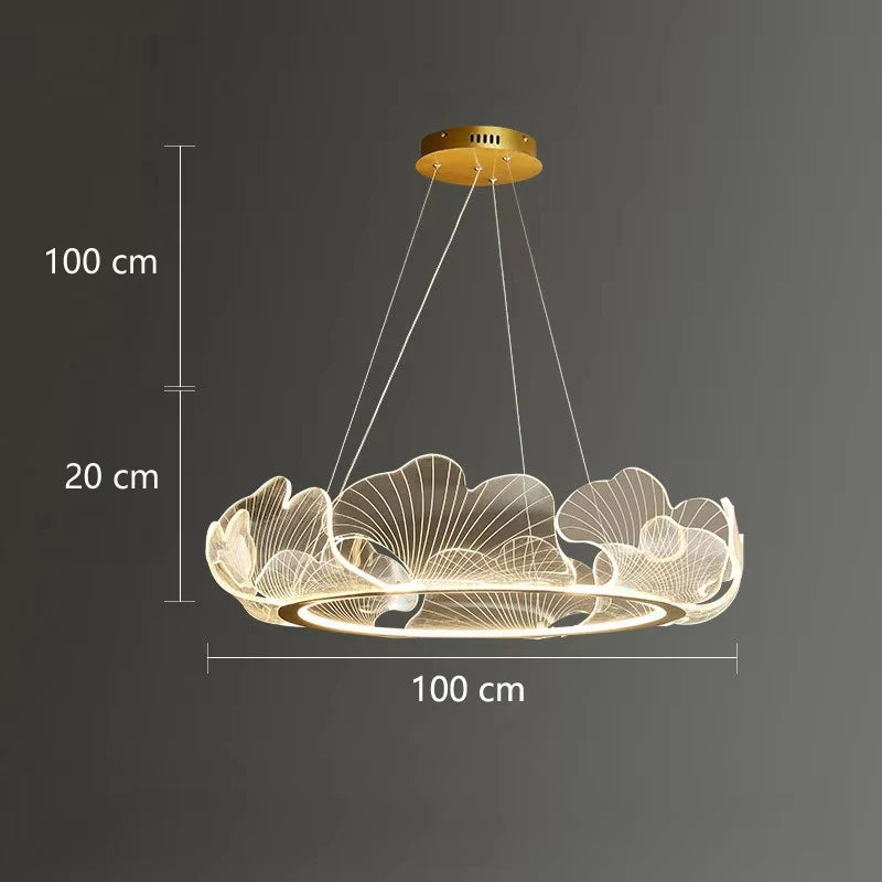 Qyartistry Dimmable Lotus Leaf LED Chandelier for Living Room