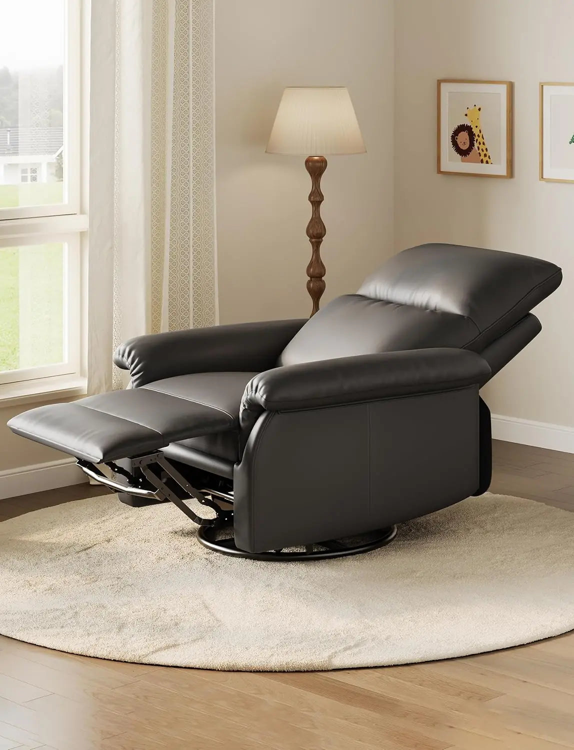 Luxury PU Leather Recliner Rocker Chair For Living Room
