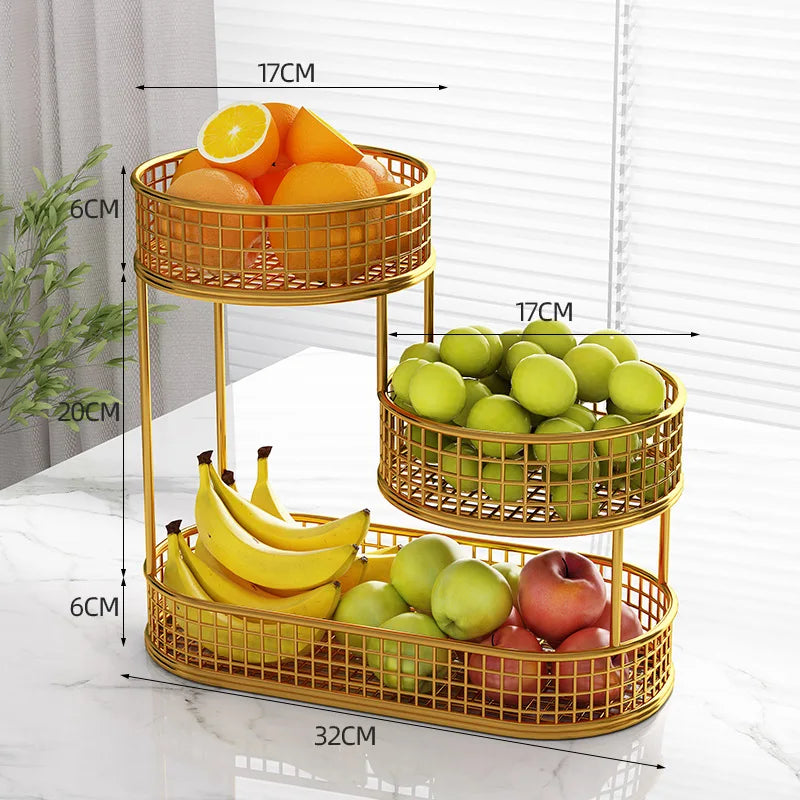 Stainless Steel Multilayer Fruit Basket Round Metal Display Rack