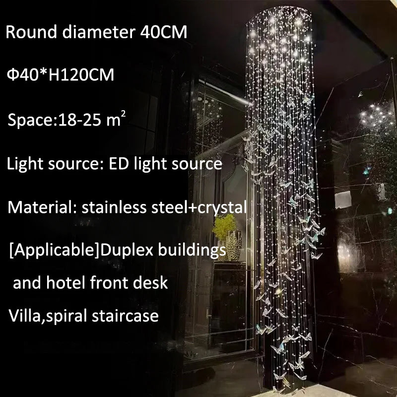 JIAYOOR Butterfly Crystal Chandelier Luxury Pendant Light for Living Room