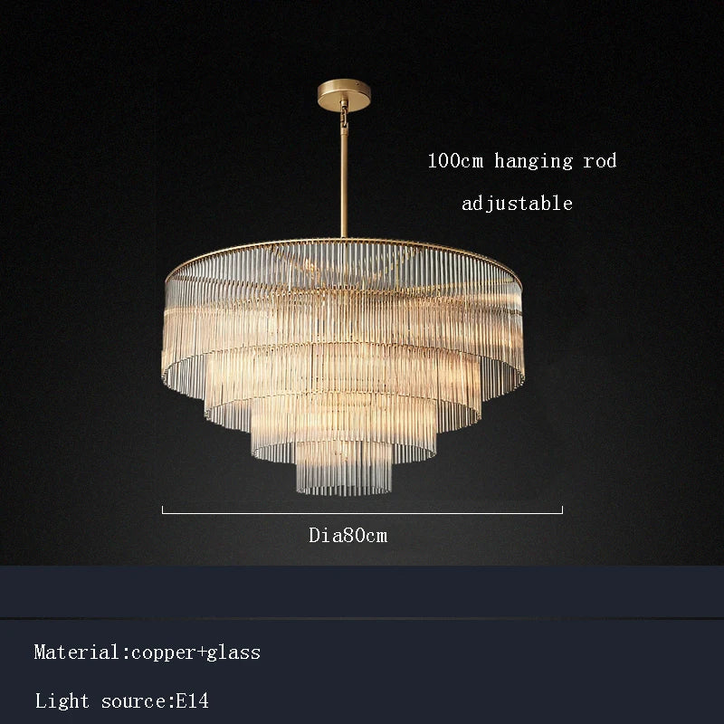Nordic Luxury Glass Chandelier Pendant Light for Living Room Hotel