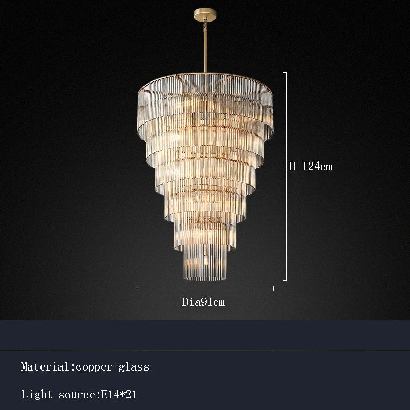 Nordic Luxury Glass Chandelier Pendant Light for Living Room Hotel