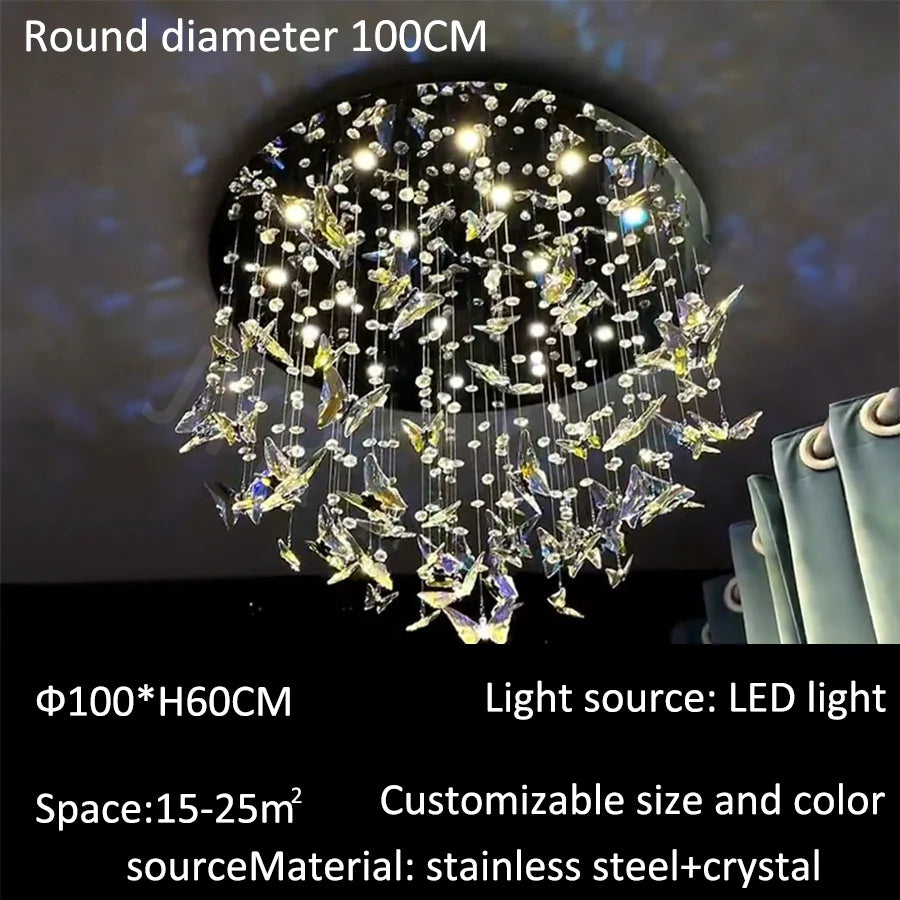 JIAYOOR Butterfly Crystal Chandelier Luxury Pendant Light for Living Room