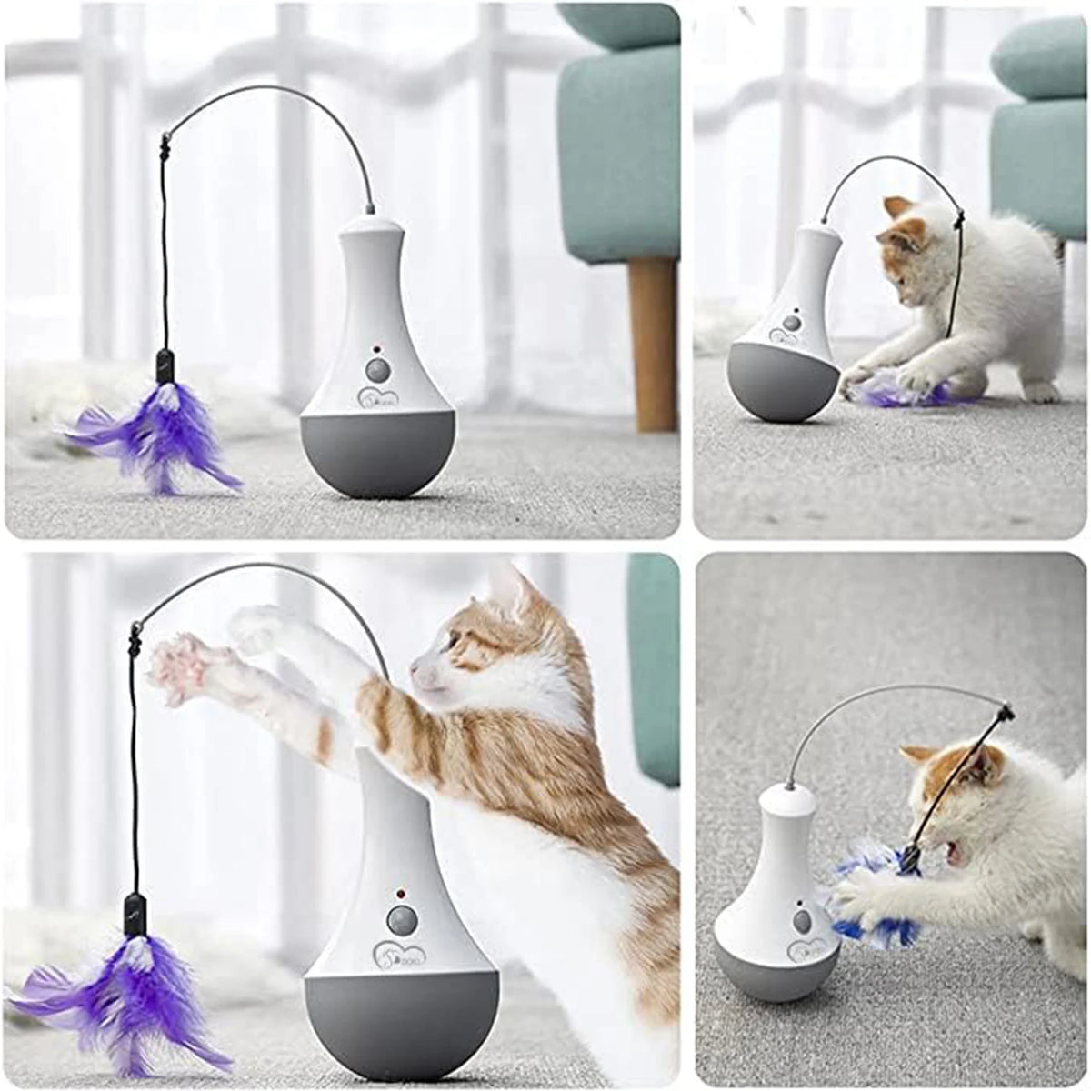 DOEL Interactive Feather Teaser Toy for Cats and Kittens Indoor Play