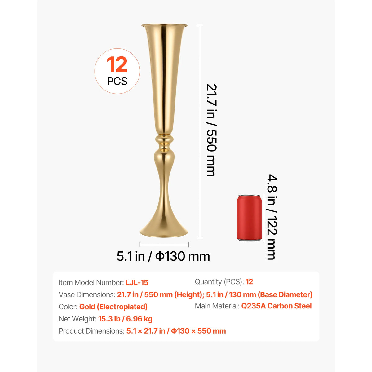 SucceBuy Wedding Flower Vase 15/16.9/21.7 in Tall Electroplated Versatile Arrangement Stand for Home Decor Reception Stand Gold