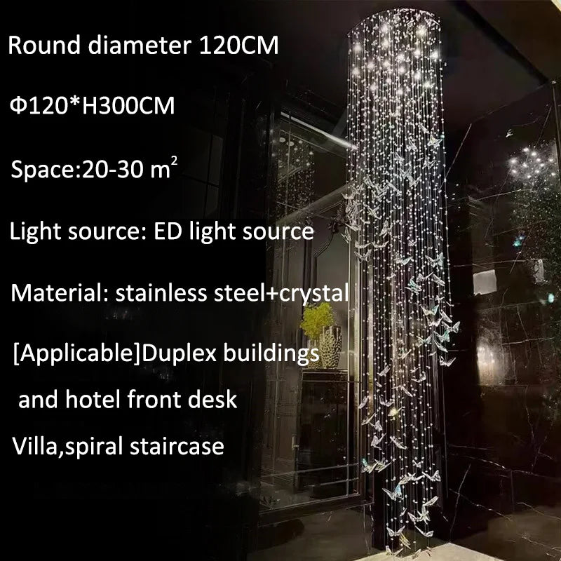 JIAYOOR Butterfly Crystal Chandelier Luxury Pendant Light for Living Room