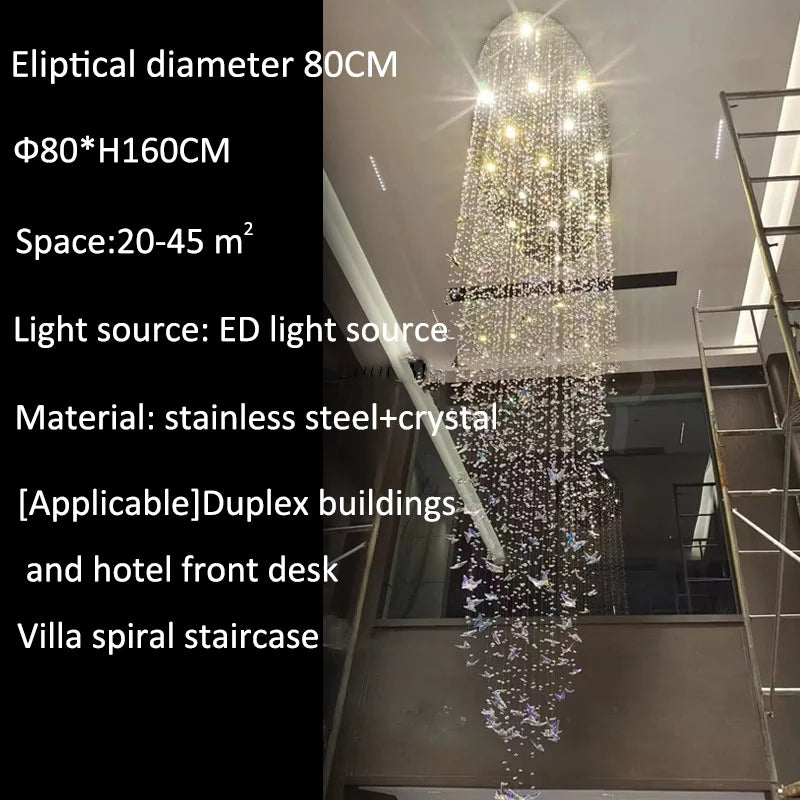 JIAYOOR Butterfly Crystal Chandelier Luxury Pendant Light for Living Room