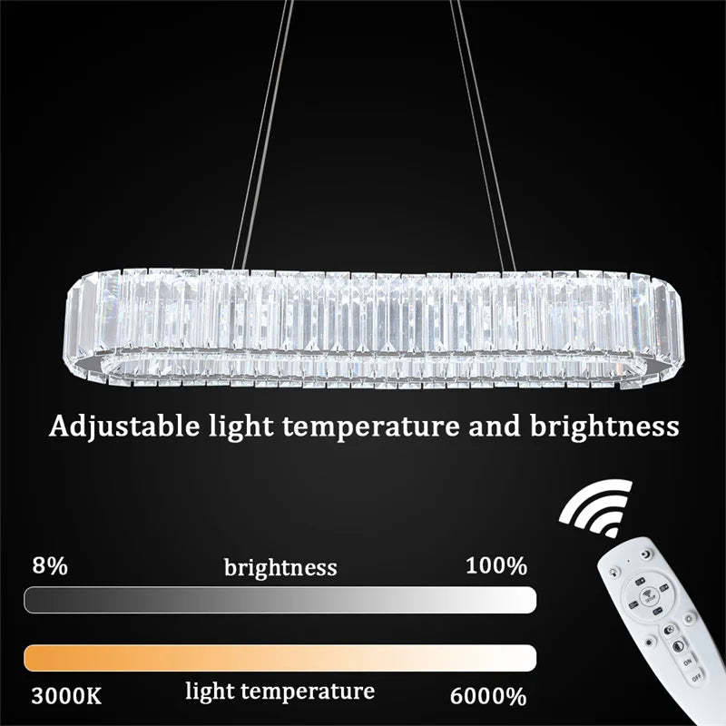 GreeLustr Crystal Oval Ring LED Pendant Chandelier for Modern Interiors