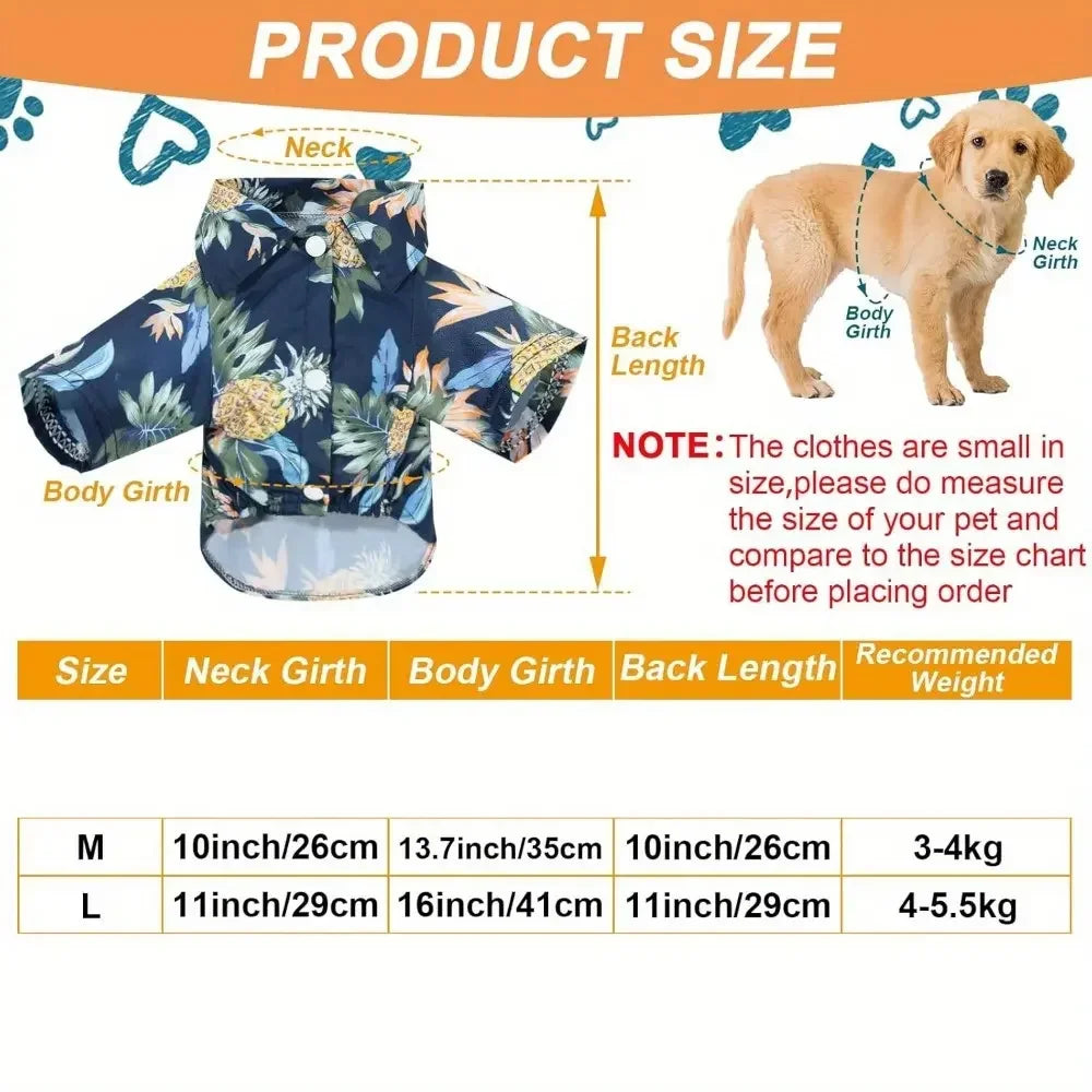 Hawaiian Floral Pet Shirts Breathable Summer Dog And Cat Apparel