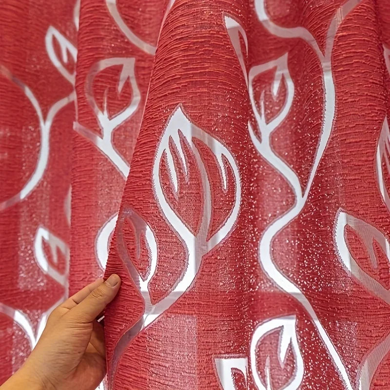 Decorative Hollow Out Embroidered Semi Blackout Window Curtain