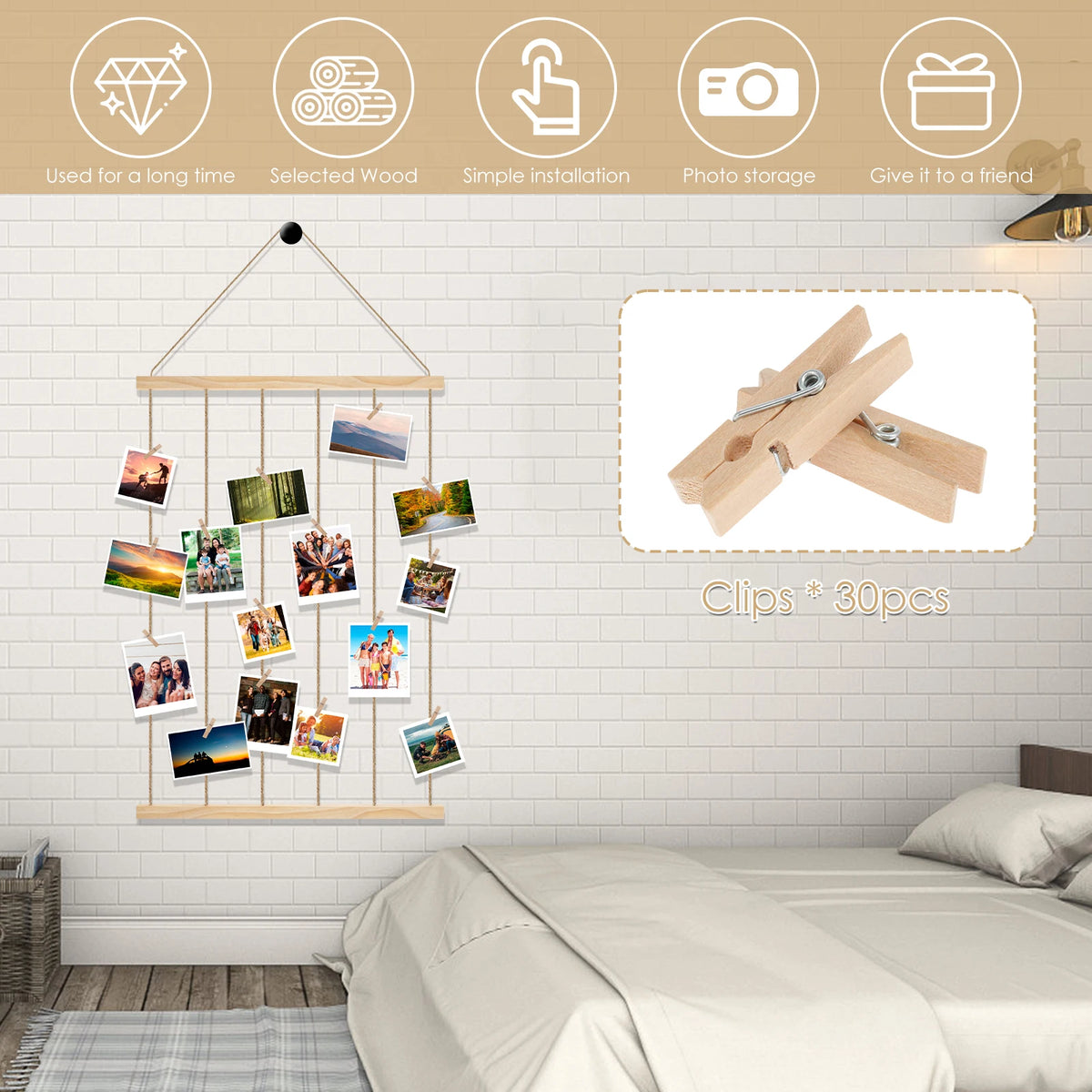 Wooden Collage Picture Frame For Hanging Multiple Wall Photos