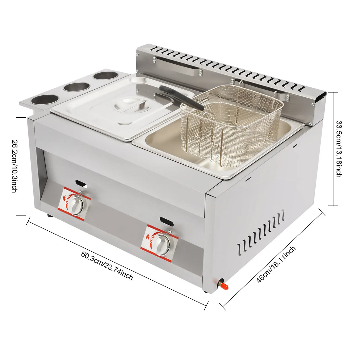 Bymaocar Stainless Steel Commercial Deep Fryer With Dual Tanks