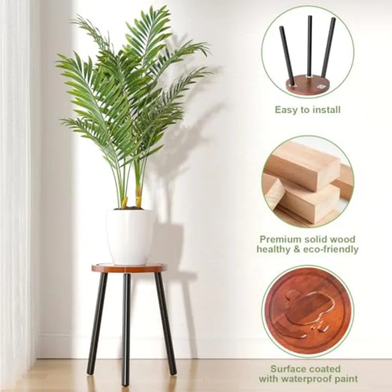 Mid Century Wood Plant Stand Indoor Outdoor Side Table