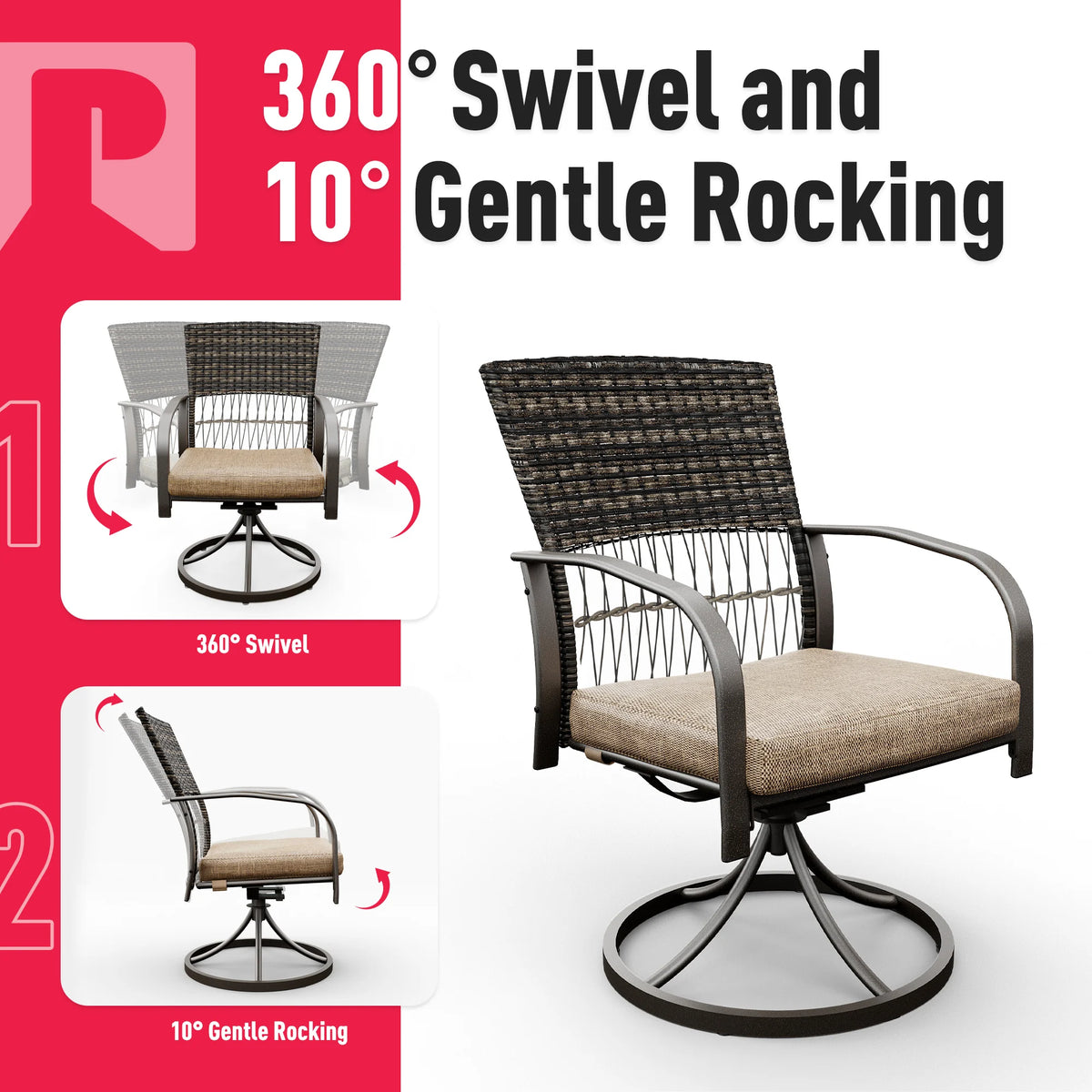 Wicker Outdoor Patio Dining Set With Metal Table Top