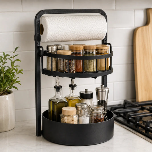 Stainless Steel Lazy Susan Rotating Kitchen Spice Rack Organizer