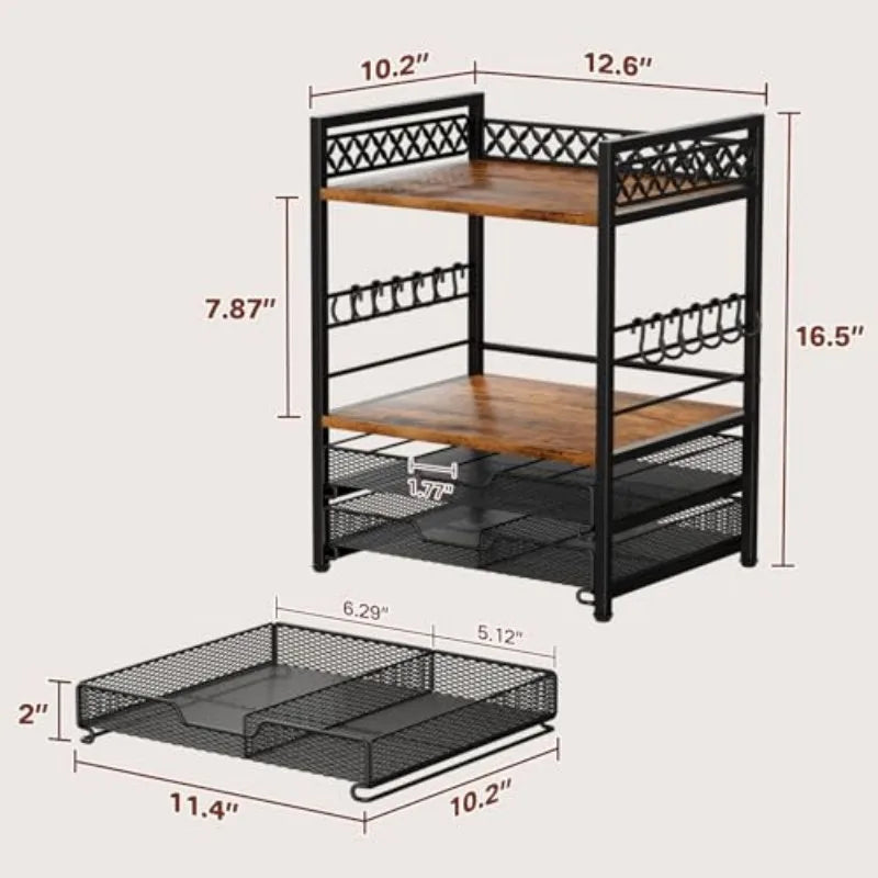 Iron Kitchen Coffee Station Organizer For K Cup Holder
