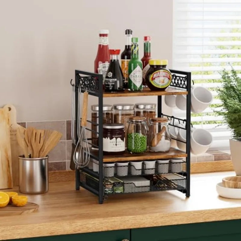 Iron Kitchen Coffee Station Organizer For K Cup Holder