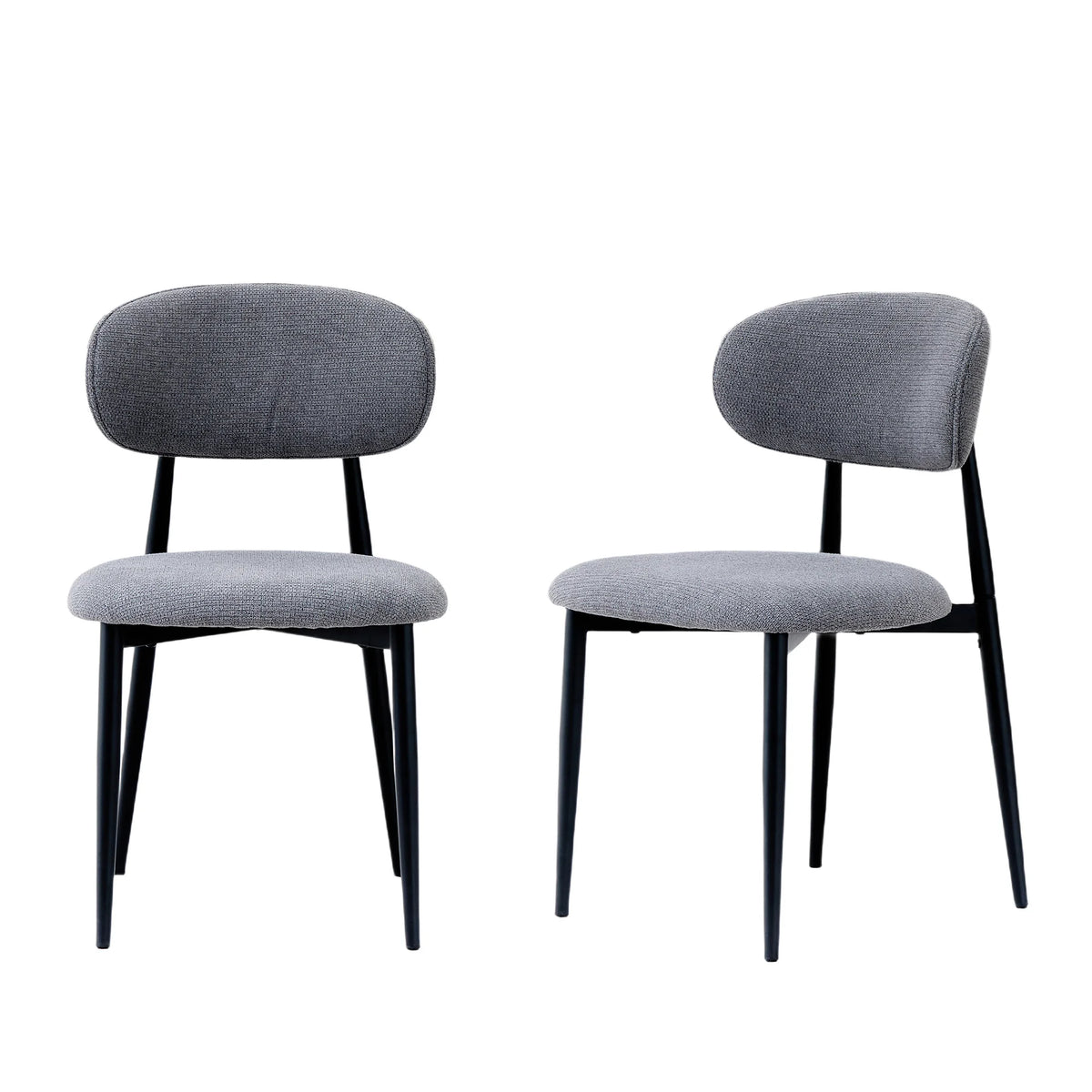 Set Of 2 Modern Fabric Dining Chairs With Metal Legs