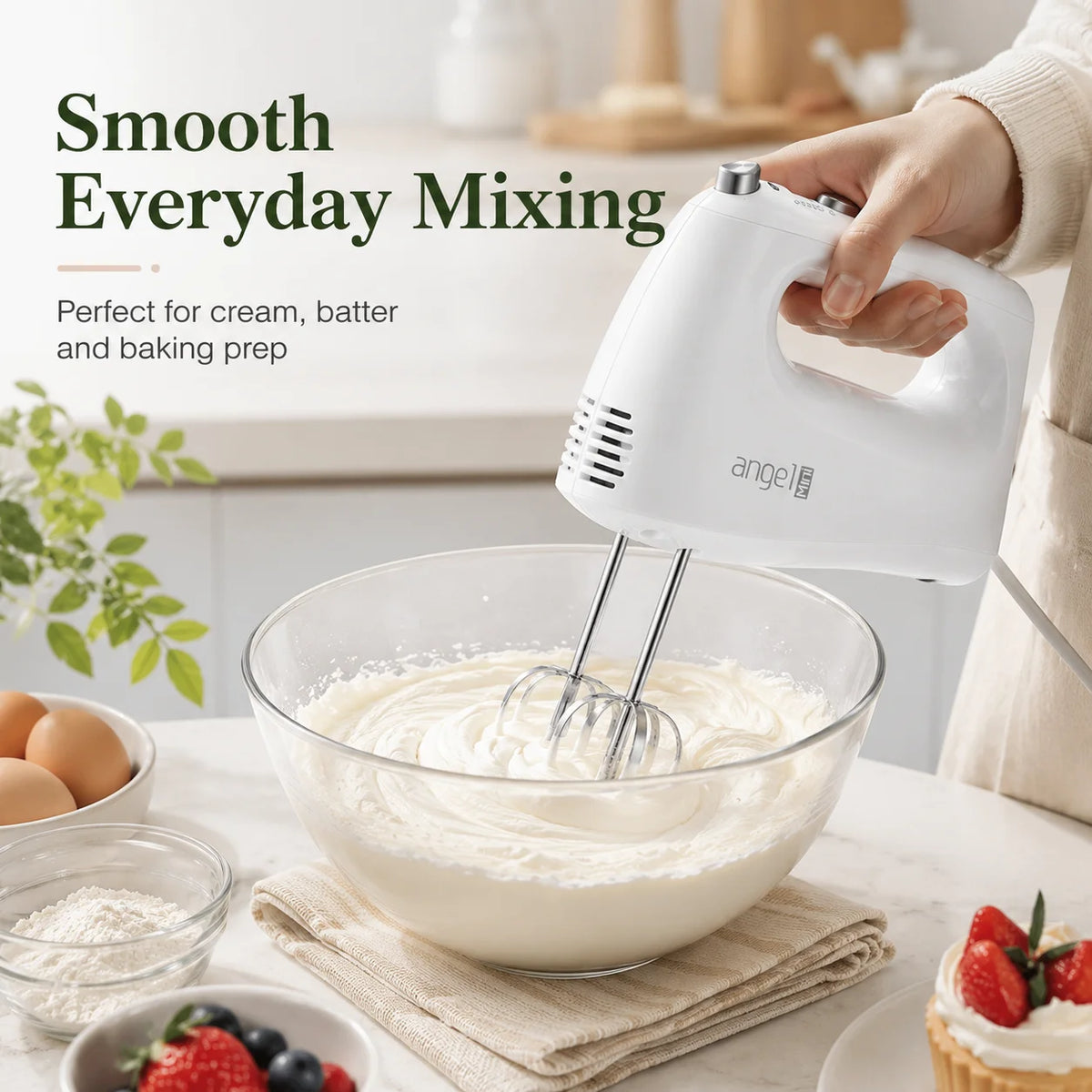 Electric Hand Mixer With Turbo Beaters, Dough Hooks And Whisk