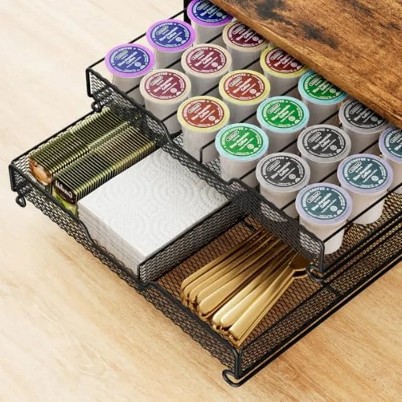 Iron Kitchen Coffee Station Organizer For K Cup Holder