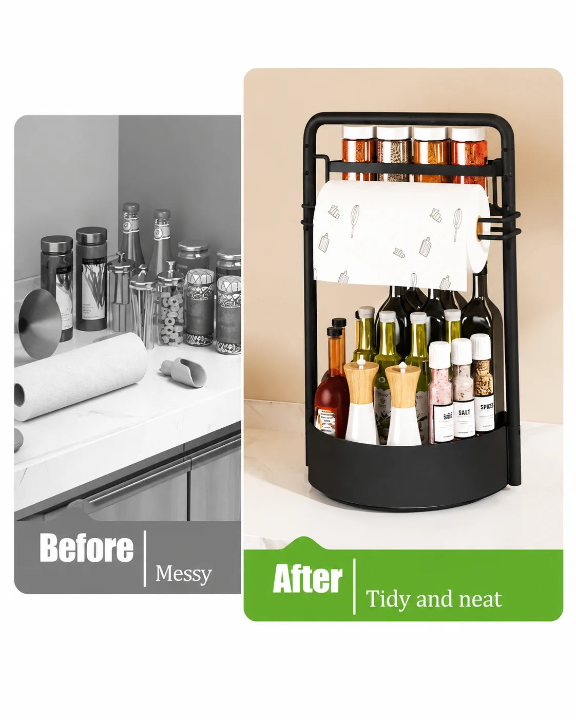 Stainless Steel Lazy Susan Rotating Kitchen Spice Rack Organizer